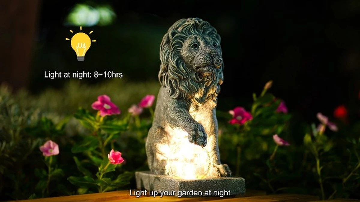 Jardín de lujo por 20€ en B&M: la Estatua de cabeza de león alimentada por energía solar que arrasa - image 1