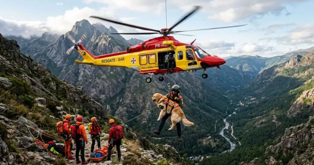 Rescate aéreo: cómo salvaron a perra Molly tras caer a una cascada
