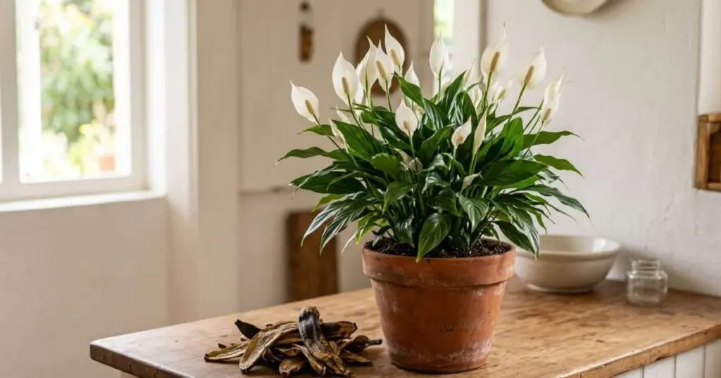 Su lirio de la paz nunca florece? Este residuo de cocina lo cubre de flores una y otra vez.
