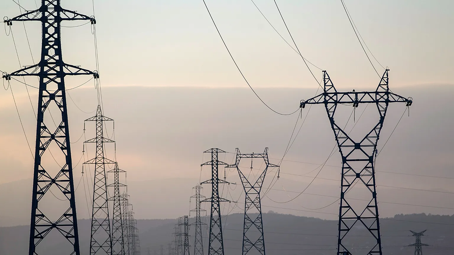 High voltage power lines are pictured outside Strasbourg, eastern France, Wednesday, Jan. 18, 2017. 