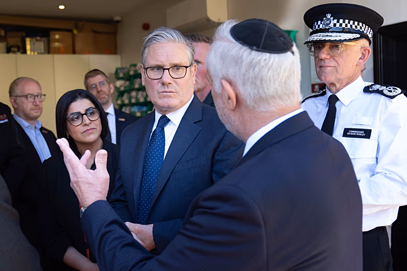 Britain's Prime Minister Keir Starmer speaks with members of the Jewish community during a visit to Golders Green, 30 April, 2026
