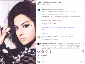 Rosario Flores recuerda a su madre, Lola Flores, con una publicación en su cuenta de Instagram