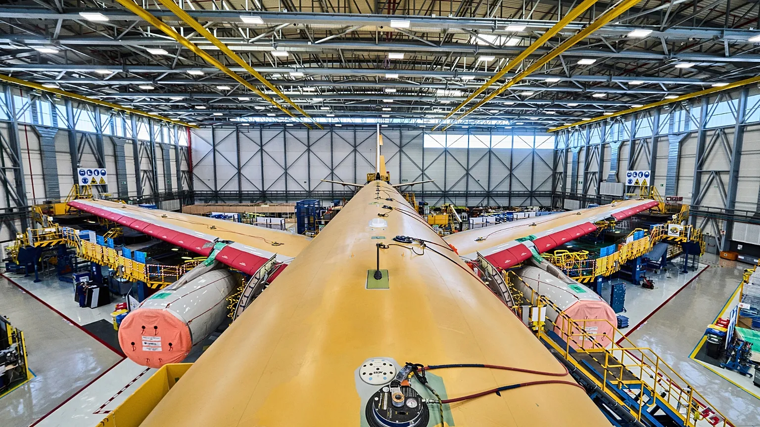 On 31 March 2025, at the Airbus plant in Getafe, in central Spain, an Airbus A330 MRTT, a tanker and transport aircraft, is under construction.