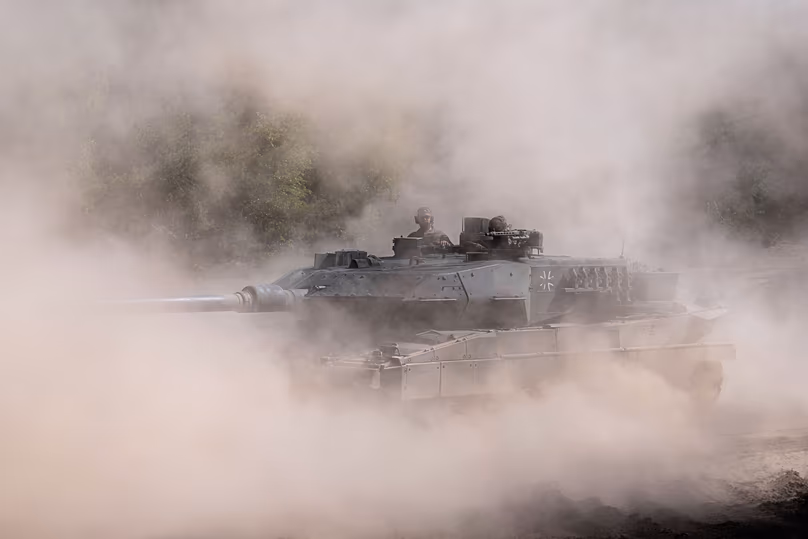 German Chancellor Friedrich Merz gives a statement during his visit to the army at the Bundeswehr training area in Munster, 30 April, 2026