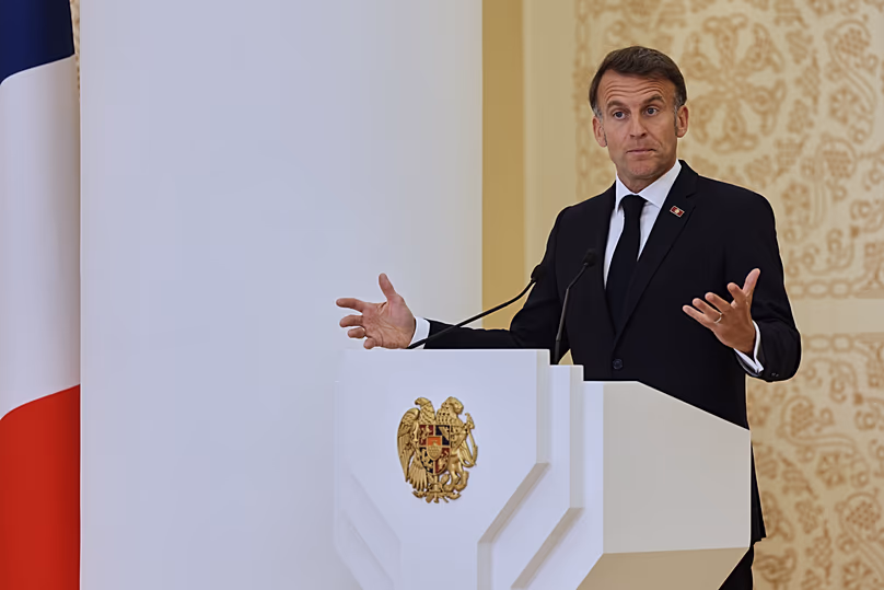 French President Emmanuel Macron addresses a media conference during the EU-Armenia summit in Yerevan, 5 May, 2026