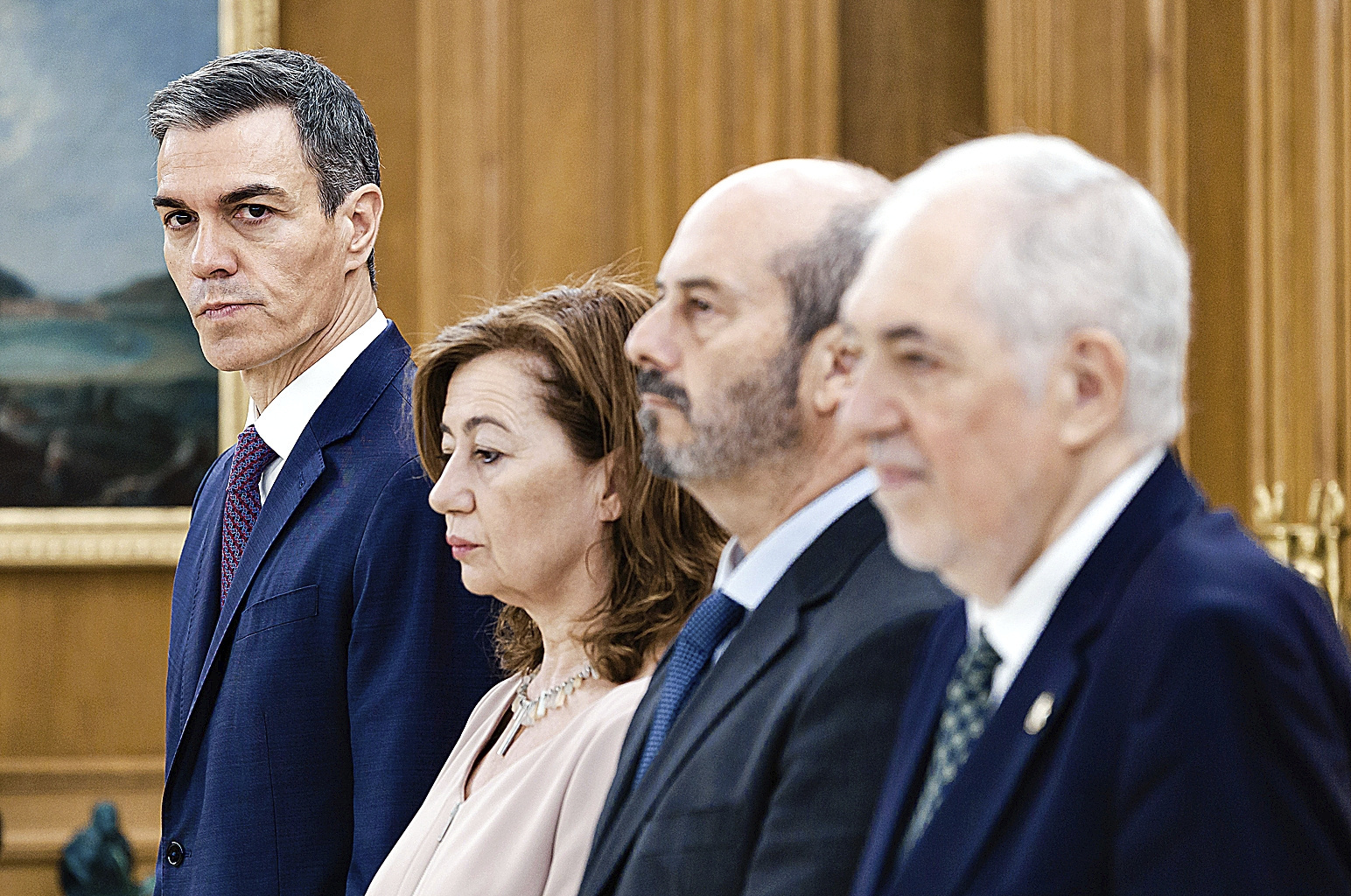 Pedro Sánchez junto a Francina Armengol, Pedro Rollán (presidente del Senado) y Conde-Pumpido (presidente del TC).