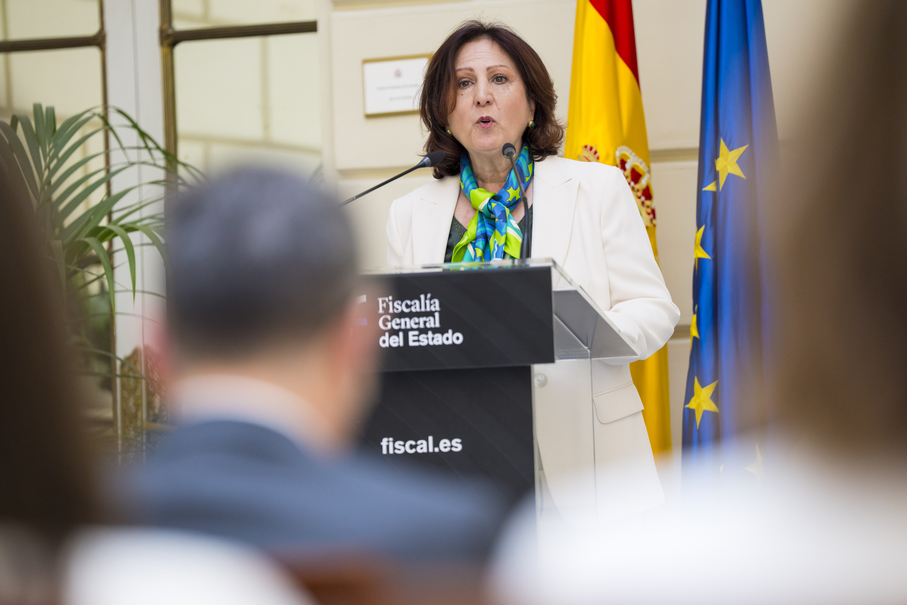 La fiscal general del Estado, Teresa Peramato, en la sede de Fortuny.