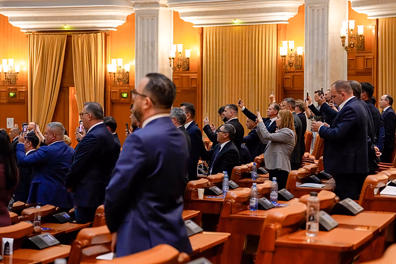 Romanian lawmakers vote in parliament in Bucharest, 5 May, 2026