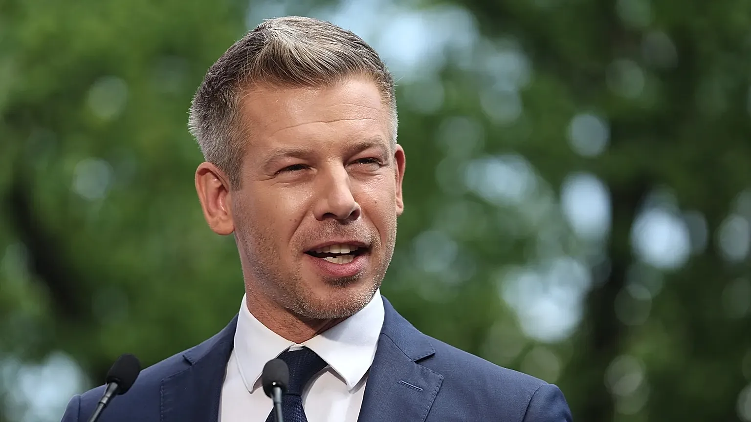 Hungarian Prime Minister Péter Magyar speaks during a press conference in Warsaw, 20 May, 2026