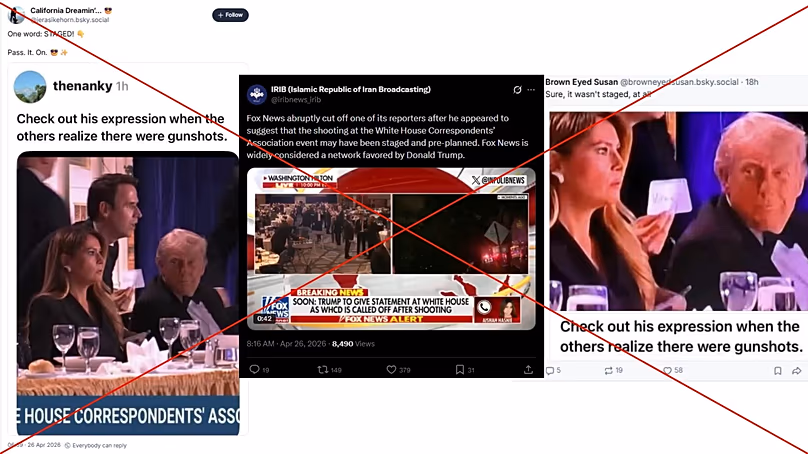 A selection of false posts suggesting the shooting was staged