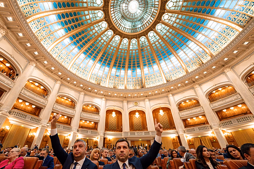 Romanian lawmakers vote in parliament in Bucharest, 5 May, 2026