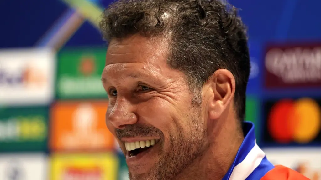 Diego Pablo Simeone, en rueda de prensa con el Atlético de Madrid