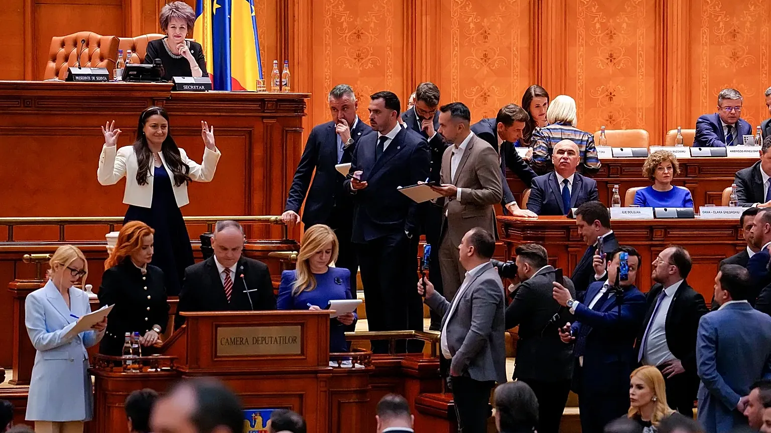 Romanian lawmakers vote in parliament in Bucharest, 5 May, 2026