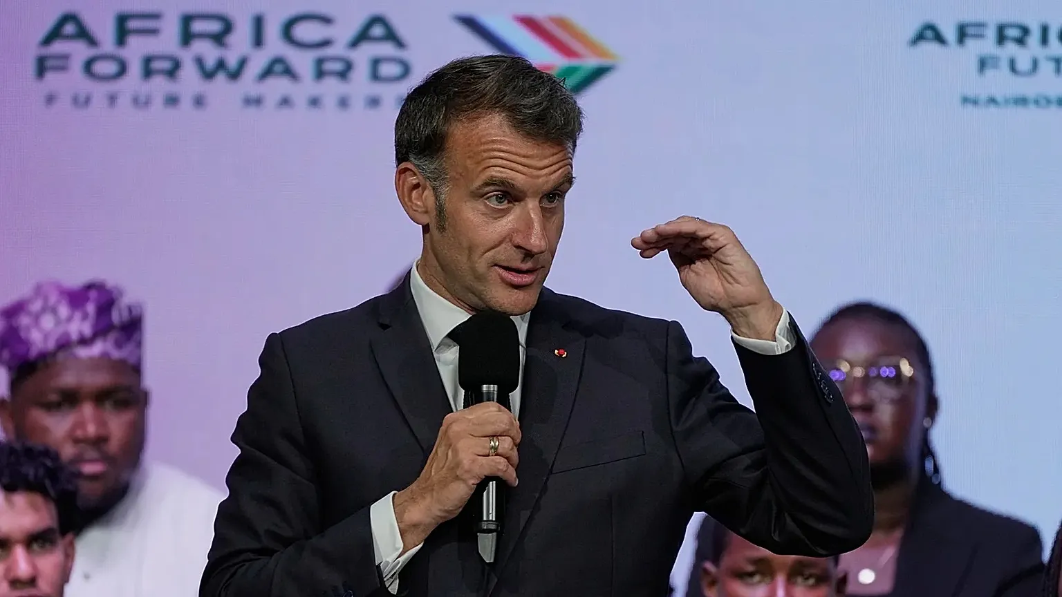 France's President Emmanuel Macron participates in the youth session during the Africa Forward Summit at the University of Nairobi, 11 May, 2026