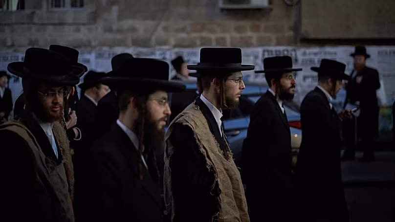 Ultra-Orthodox Jewish men in the Jerusalem neighbourhood of Mea Shearim.