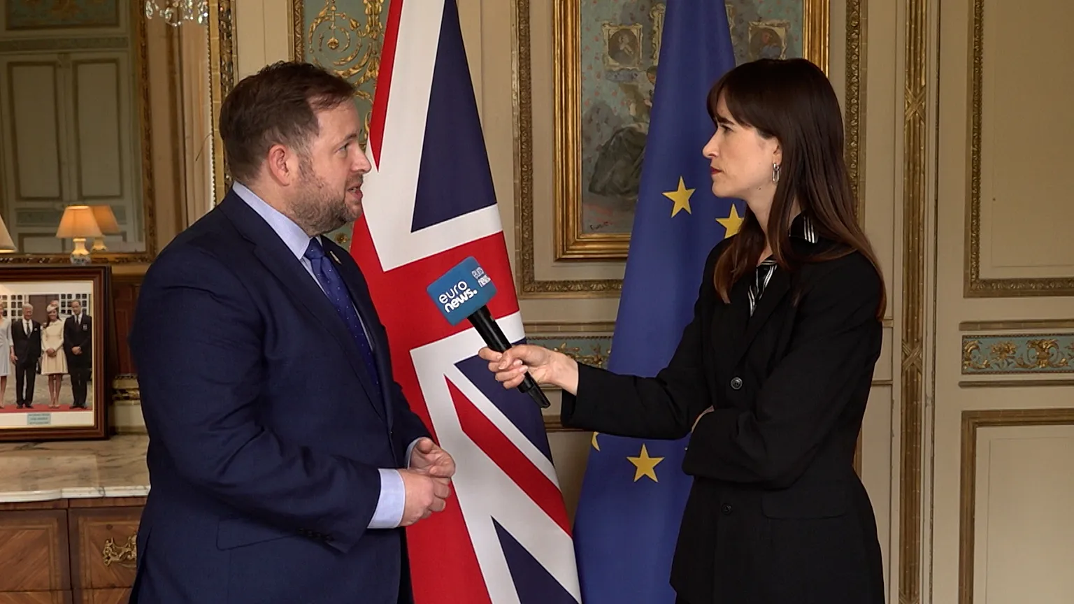 Stephen Doughty, UK Minister of State for Europe &amp; Angela Skujins, Euronews