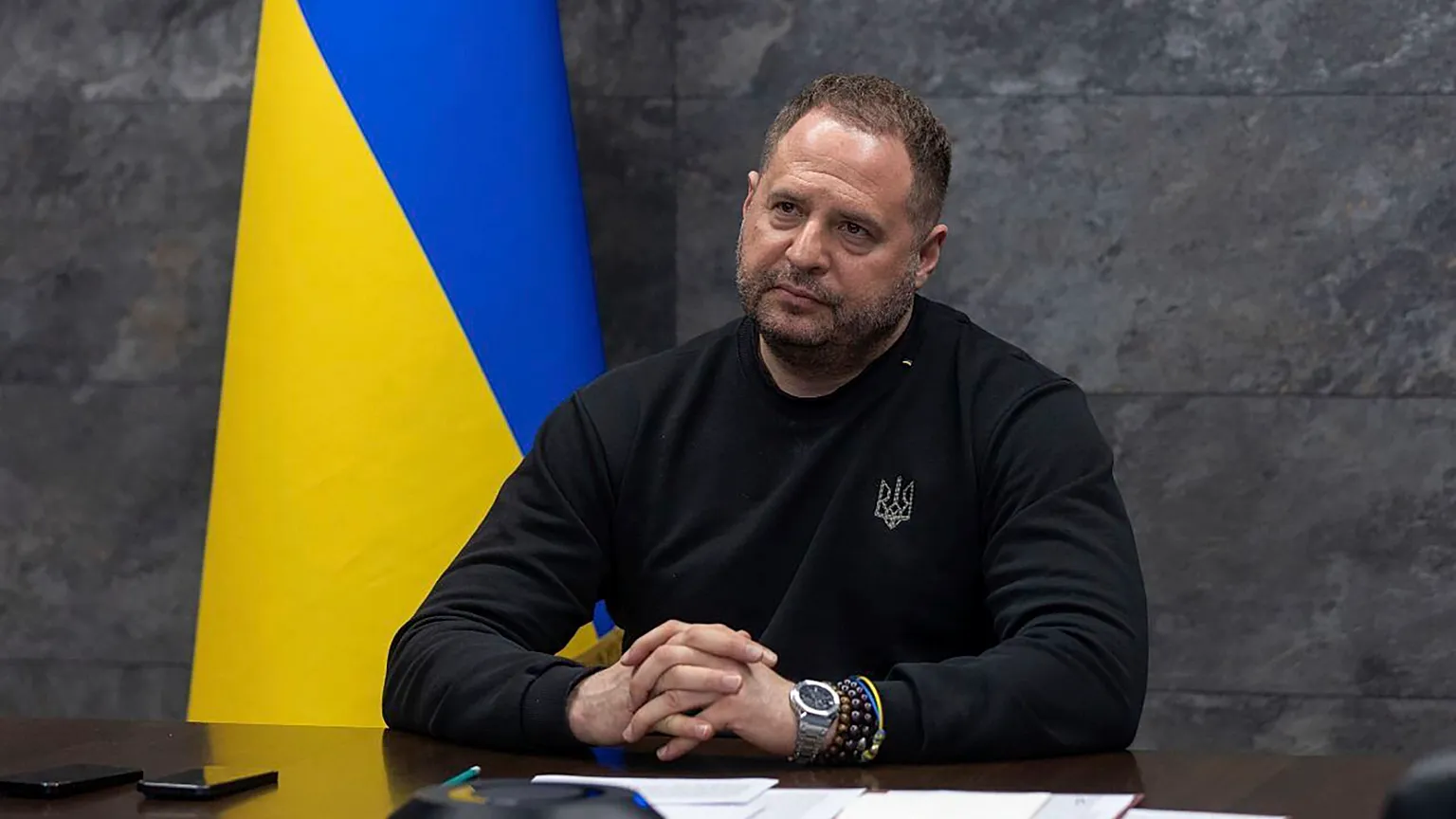 FILE: Andriy Yermak, former head of Ukraine's Presidential Office, sits during an interview with AP, Kyiv, Ukraine, Feb. 6, 2025,