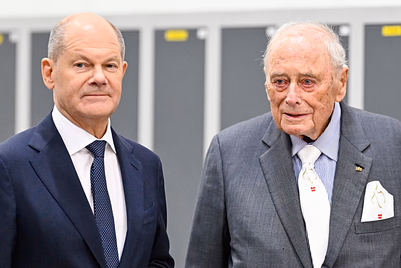 German Chancellor Olaf Scholz and Reinhold Würth in Kuenzelsau, 1 October, 2024
