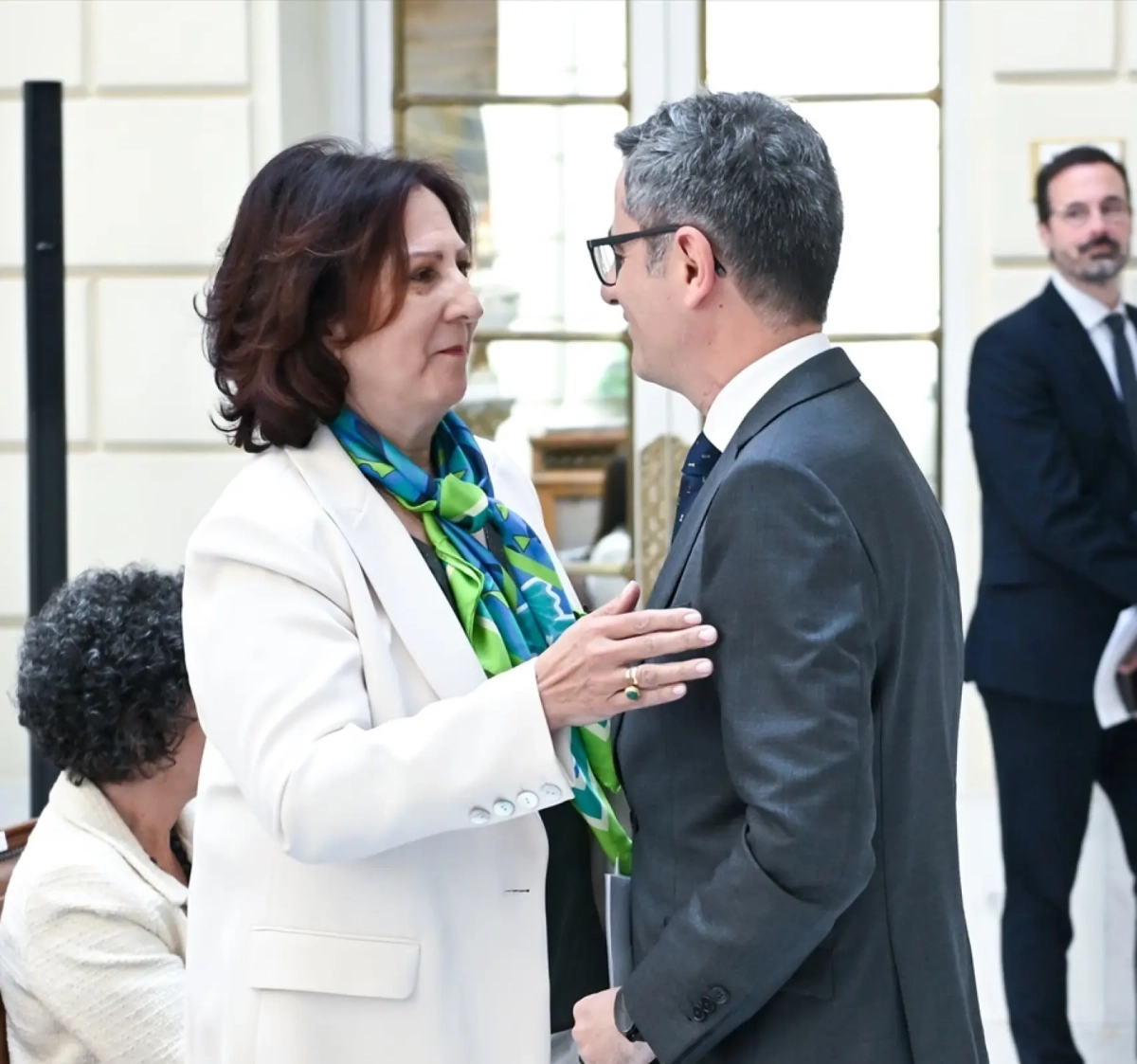 Teresa Peramato junto al ministro de Presidencia, Justicia y Relaciones con las Cortes, Féliz Bolaños, el pasado lunes./