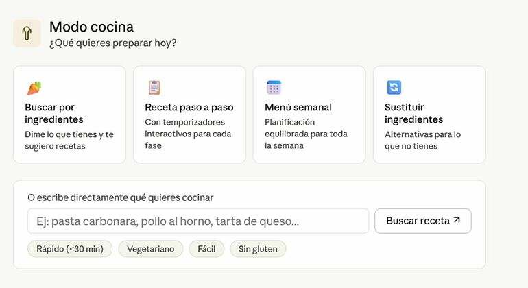 Modo cocina de Claude.ai