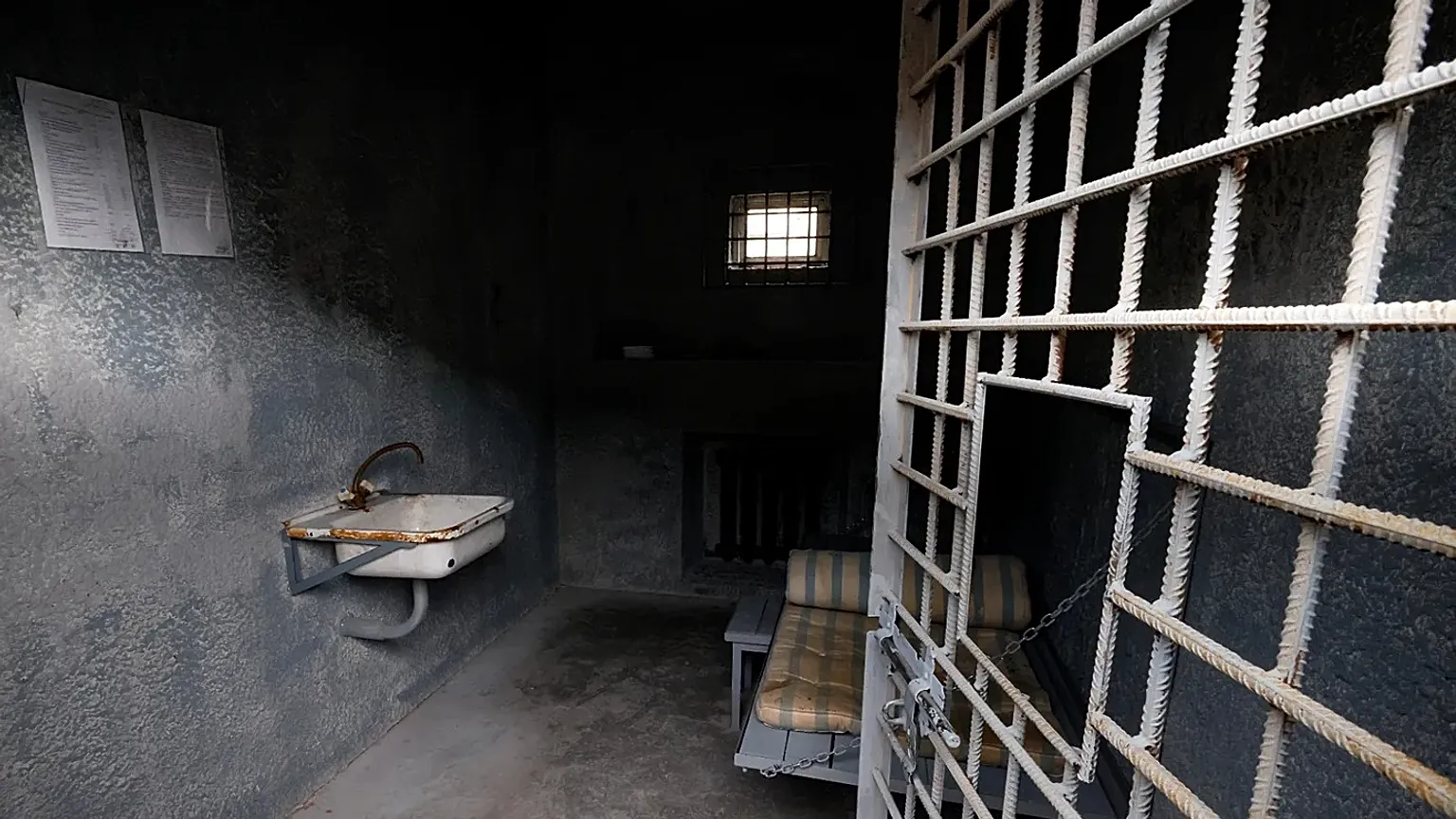 A replica of Russian opposition leader Alexei Navalny's jail cell from last year that was installed on a square near the Louvre Museum in Paris, 14 March, 2023