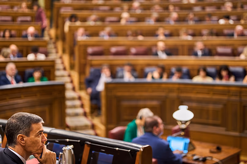 Spanish Prime Minister Pedro Sánchez attends a session of parliament in Madrid, 9 July, 2025