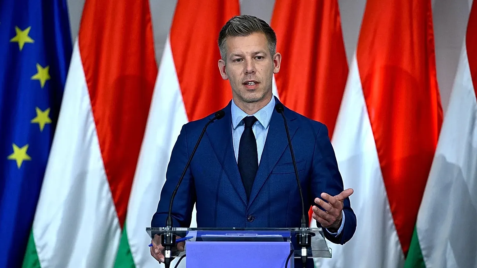 Tisza Party head and prospective prime minister Péter Magyar attends a press conference in Budapest, 20 April, 2026 
