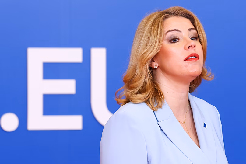 Latvia's Prime Minister Evika Siliņa arrives for the EU Summit in Nicosia, 24 April, 2026