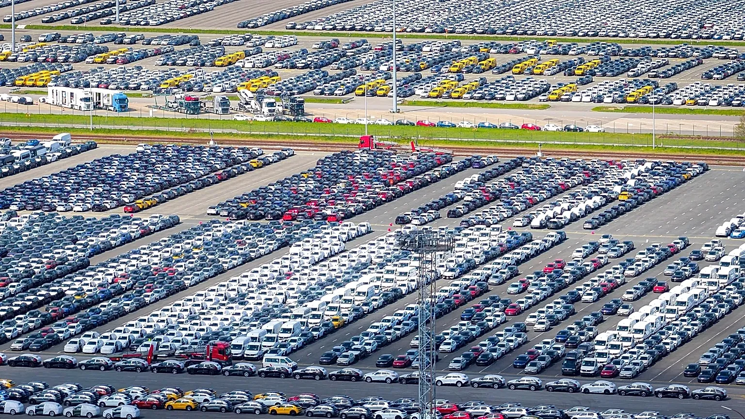 Cars parked to be loaded at the port of Emden, 23 April, 2026