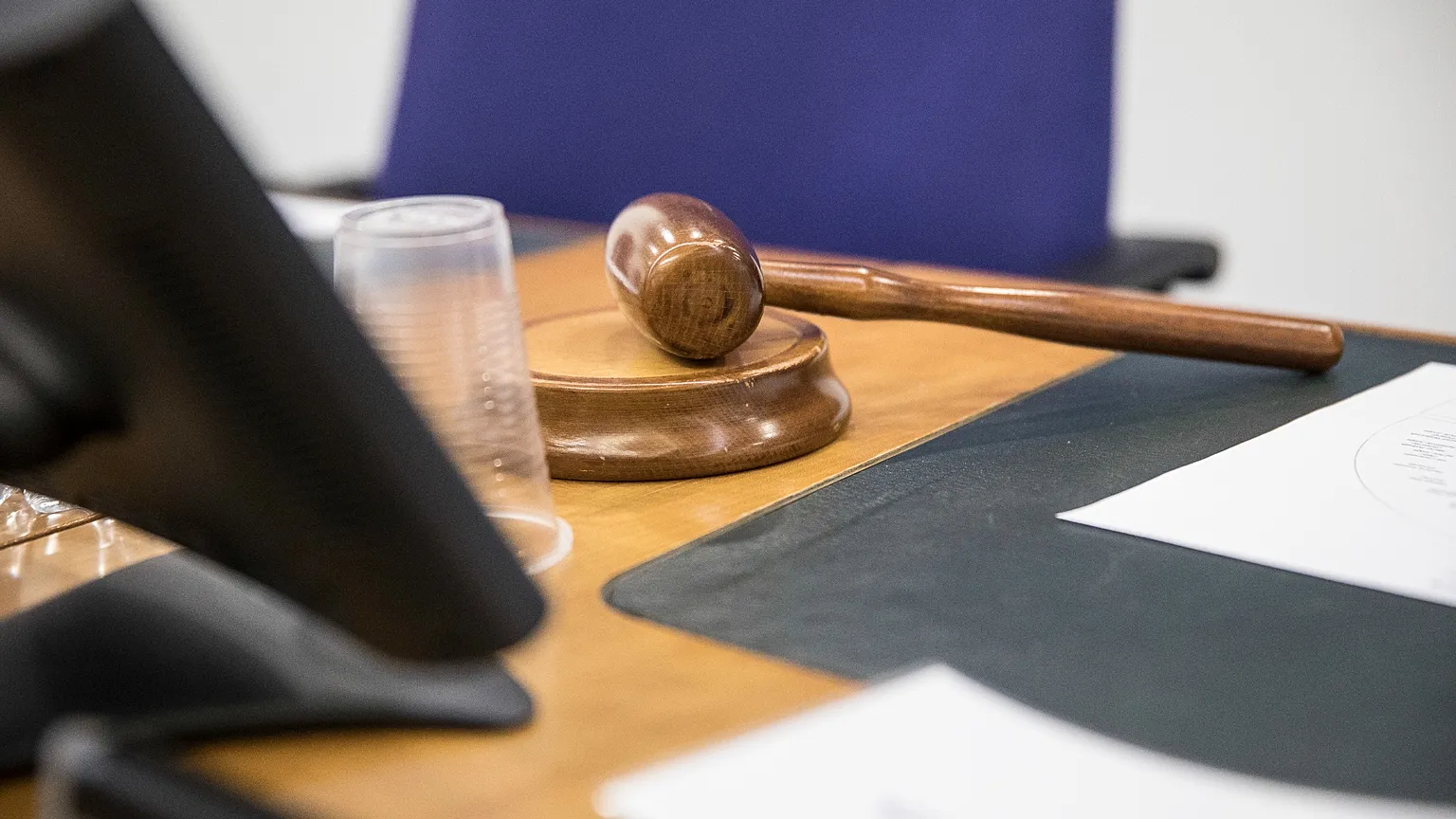 Judge's gavel in court