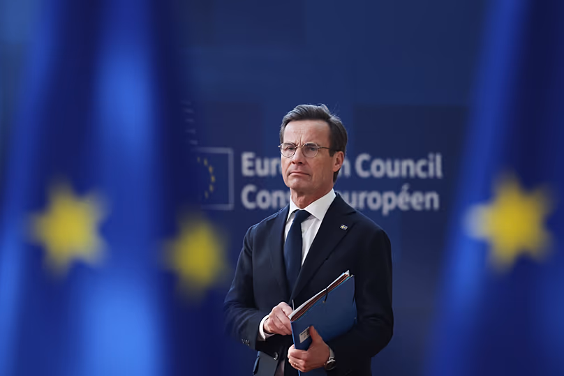 Sweden's Prime Minister Ulf Kristersson arrives for the EU summit at the European Council building in Brussels, 19 March, 2026