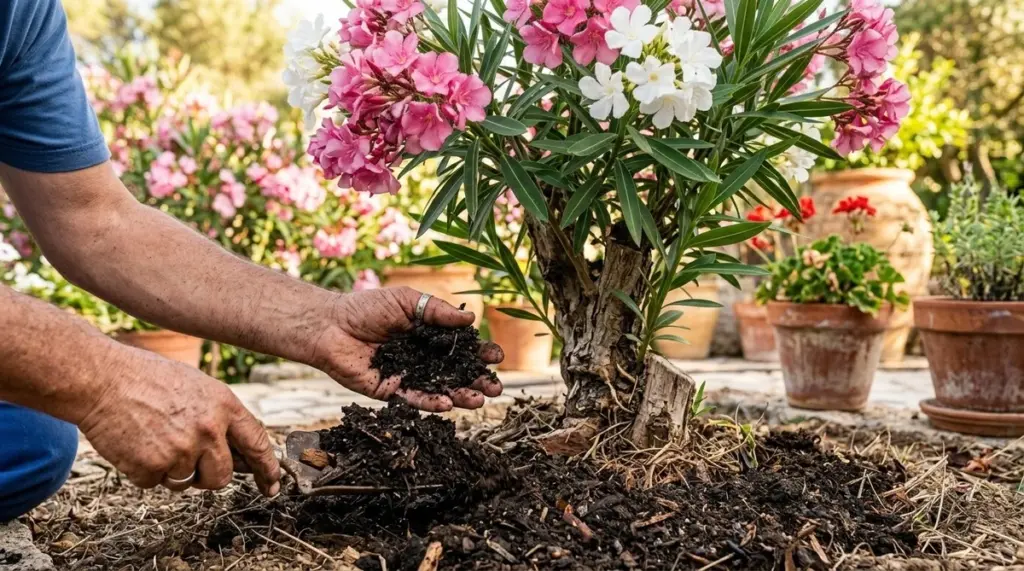 Adelfa (Nerium oleander) sin flores: el truco del Compost para una explosión este verano