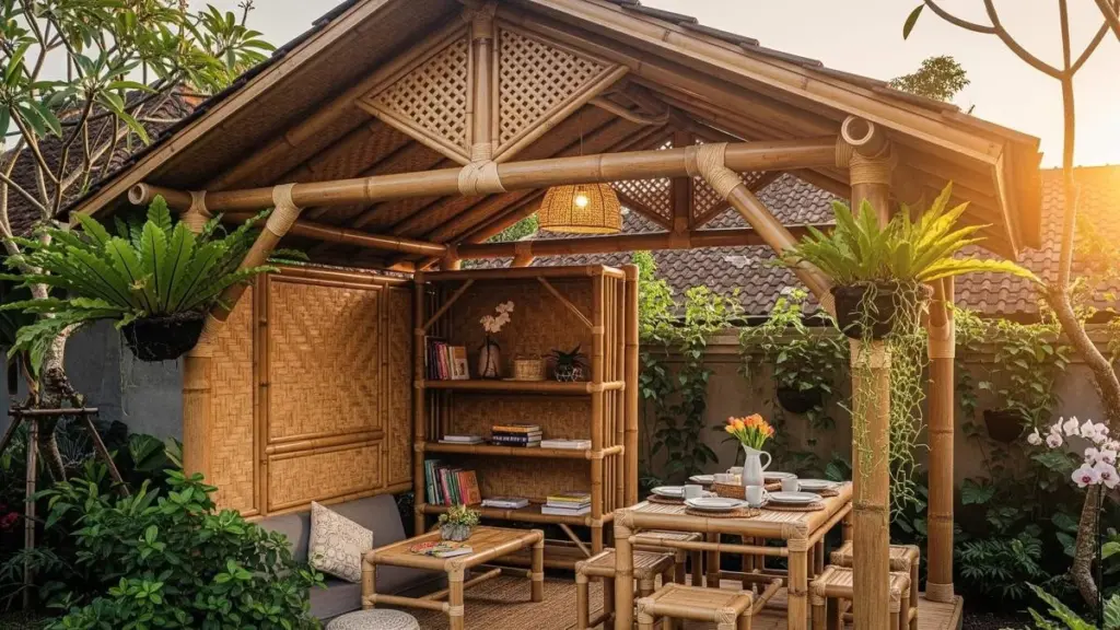 Adiós al calor en tu jardín: el cenador de bambú que enfría 4 grados