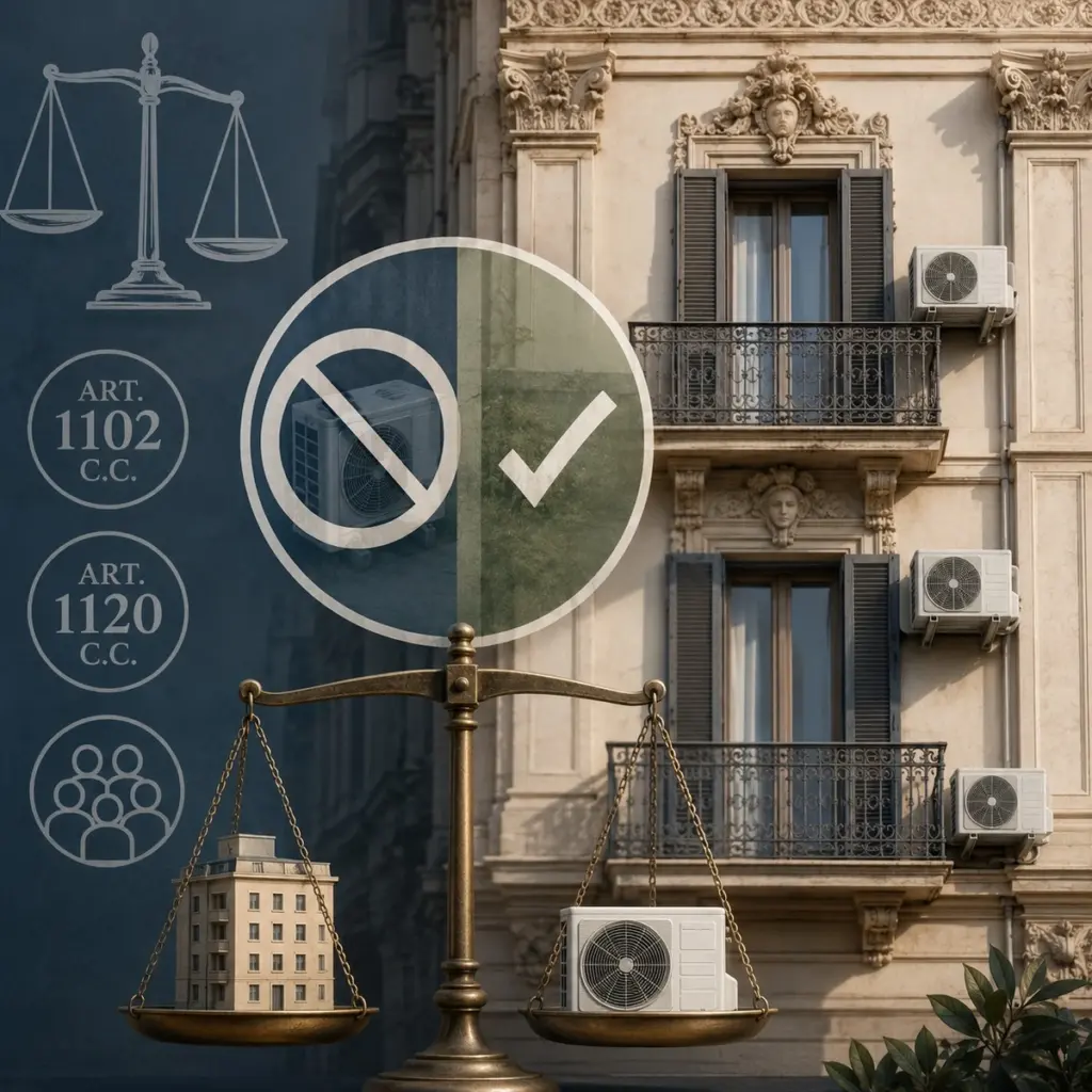Aire acondicionado en la fachada: el Tribunal de Nápoles y el Código Civil italiano blindan tu salud
