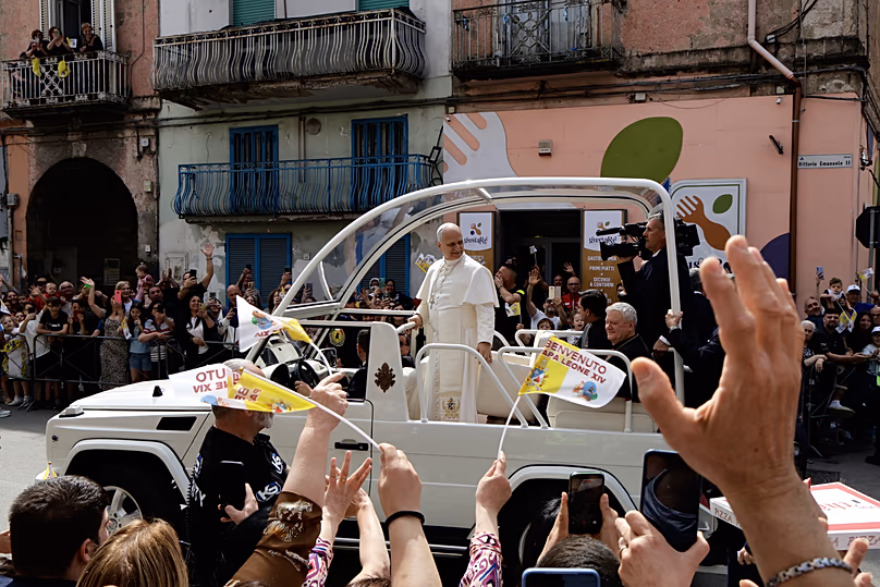 Pope Leo XIV during his pastoral visit to Acerra, in the Naples area, 23/05/2026