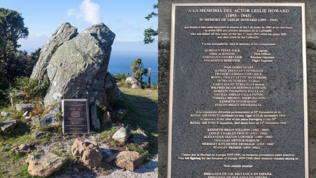 Monumento en memoria de los fallecidos frente a esta costa gallega, entre ellos, el actor Leslei Howard. 