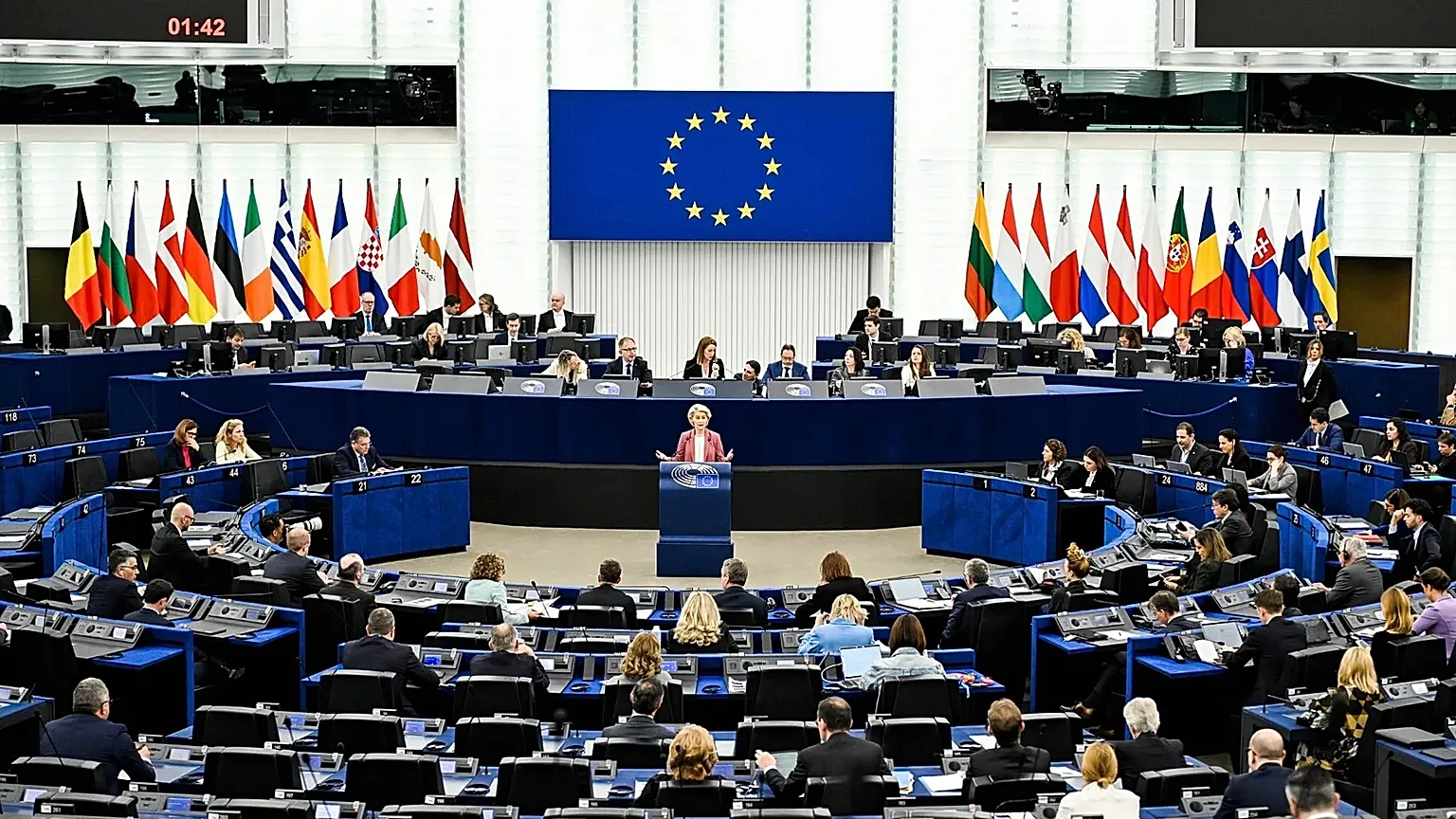 European Commission President Ursula von der Leyen speaks at the European Parliament in Strasbourg, 11 March, 2026