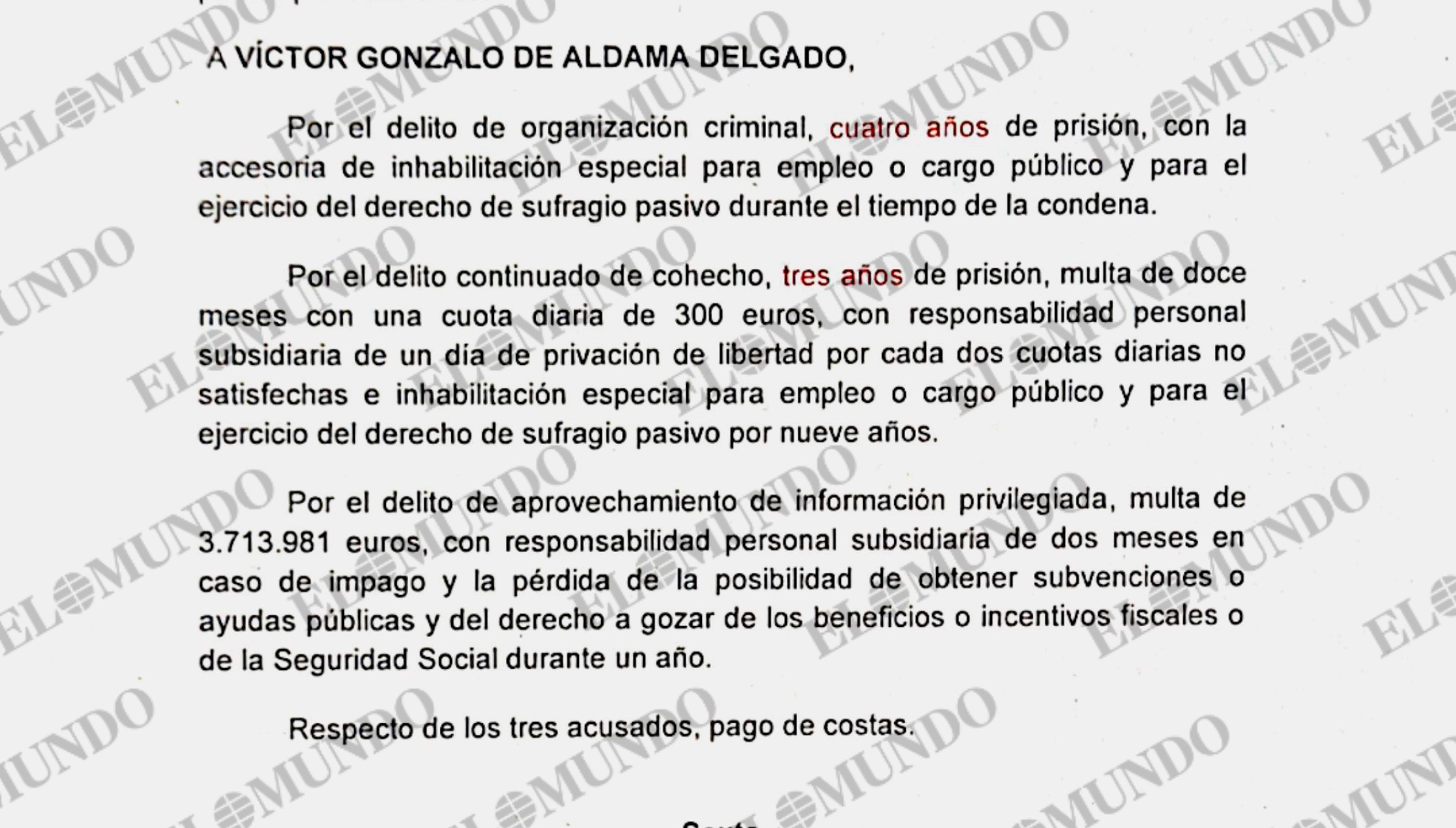 En rojo, cambios que conducen a la orden de Peramato.