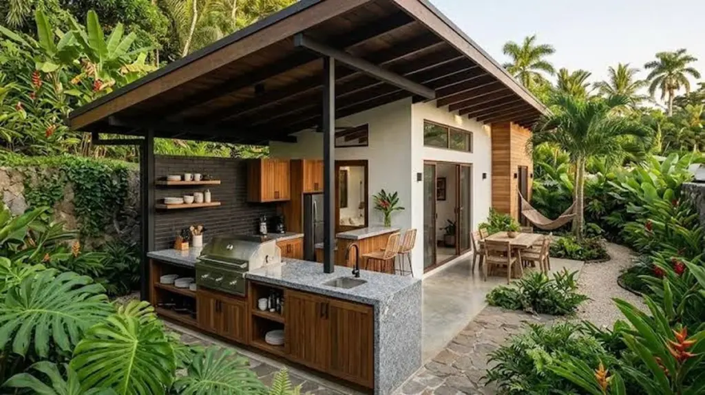 Casa pequeña agobiante: gana un 15% de espacio con una cocina al aire libre