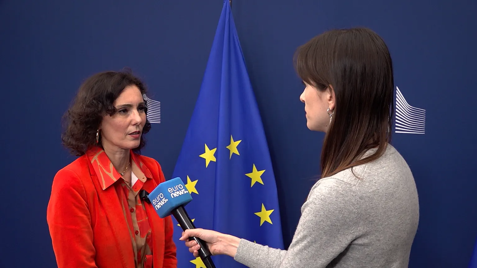 Hadja Lahbib, EU Commissioner for Equality &amp; Angela Skujins, Euronews
