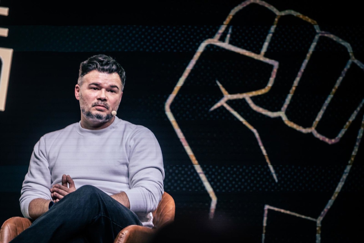 El portavoz de ERC en el Congreso, Gabriel Rufián, durante un diálogo sobre el futuro de la izquierda alternativa, en la sala Galileo Galilei, a 18 de febrero de 2026, en Madrid (España). (César Vallejo Rodríguez - Europa Press)
