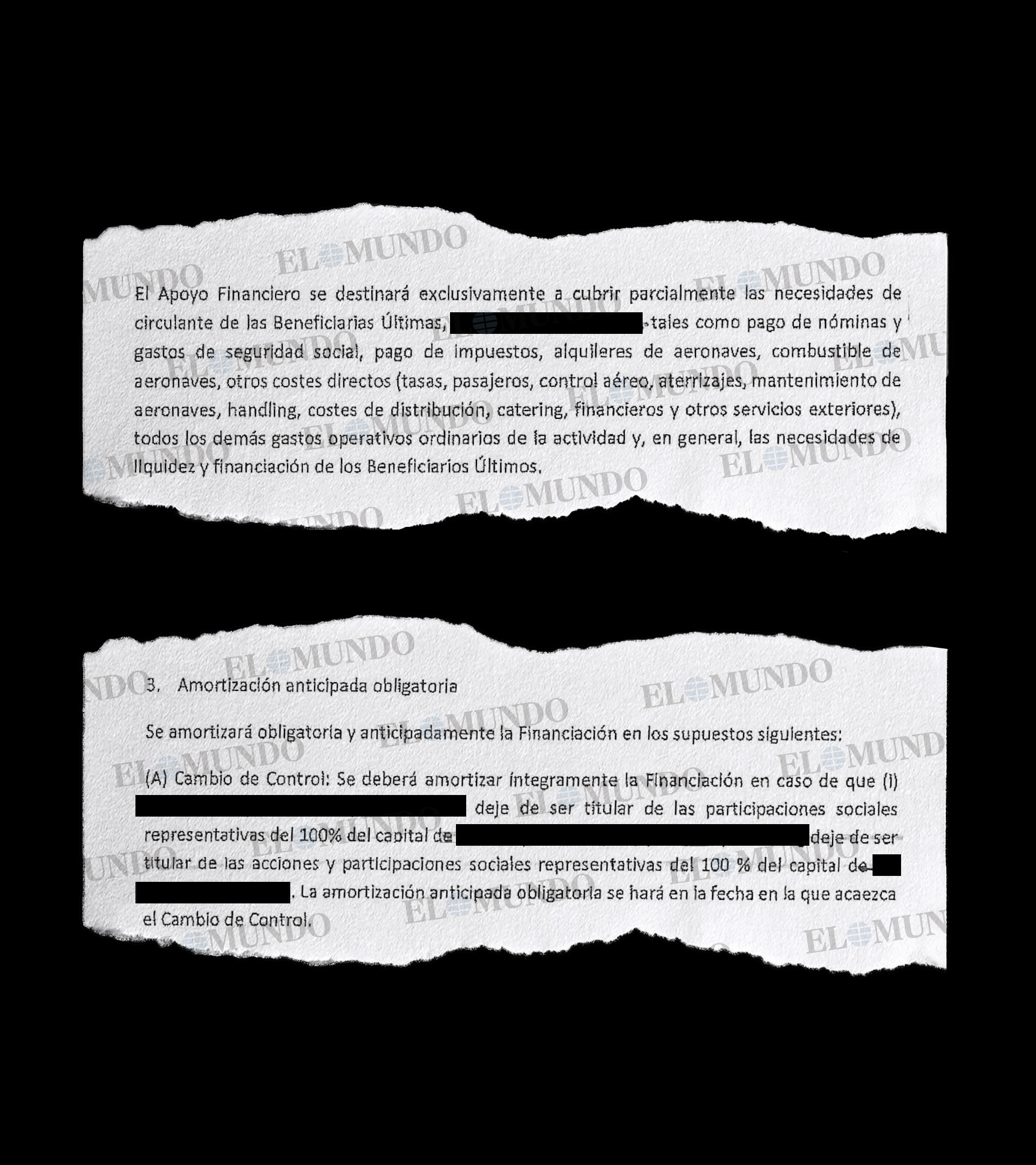 Extractos del documento de rescate de Plus Ultra.