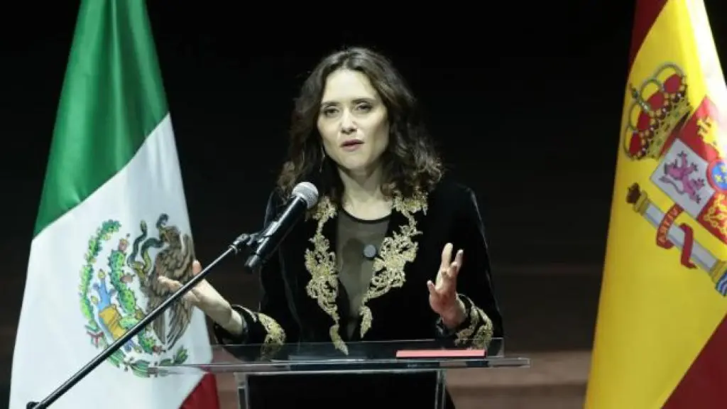 La presidenta de la Comunidad de Madrid, Isabel Díaz Ayuso, en una intervención de su viaje a México.