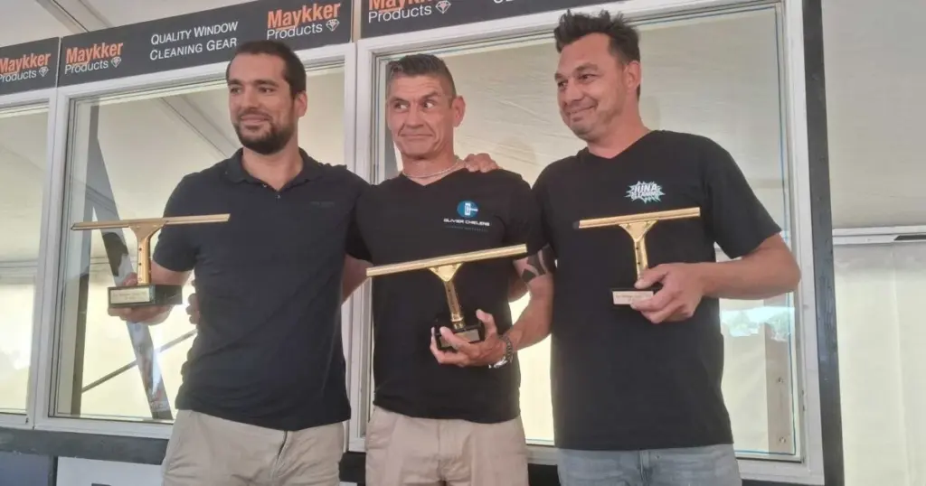 Cristales sin rastros: el truco de Kristof Van Brabander en el Campeonato Belga de Limpieza de Cristales