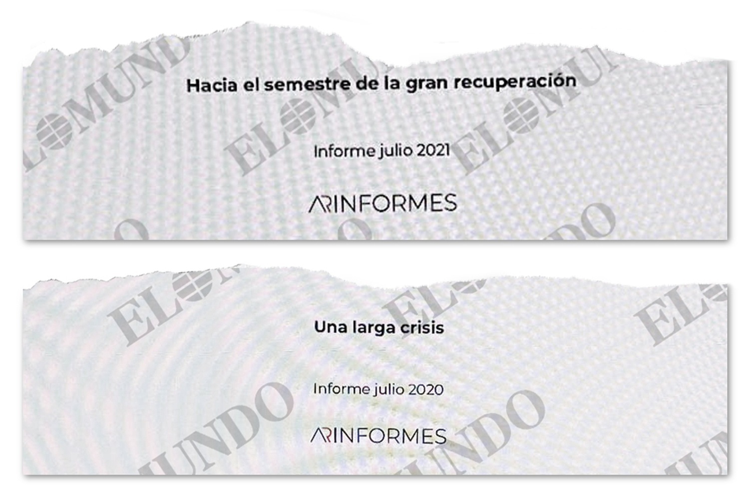 Títulos de dos de los informes con el logotipo de Análisis Relevante.