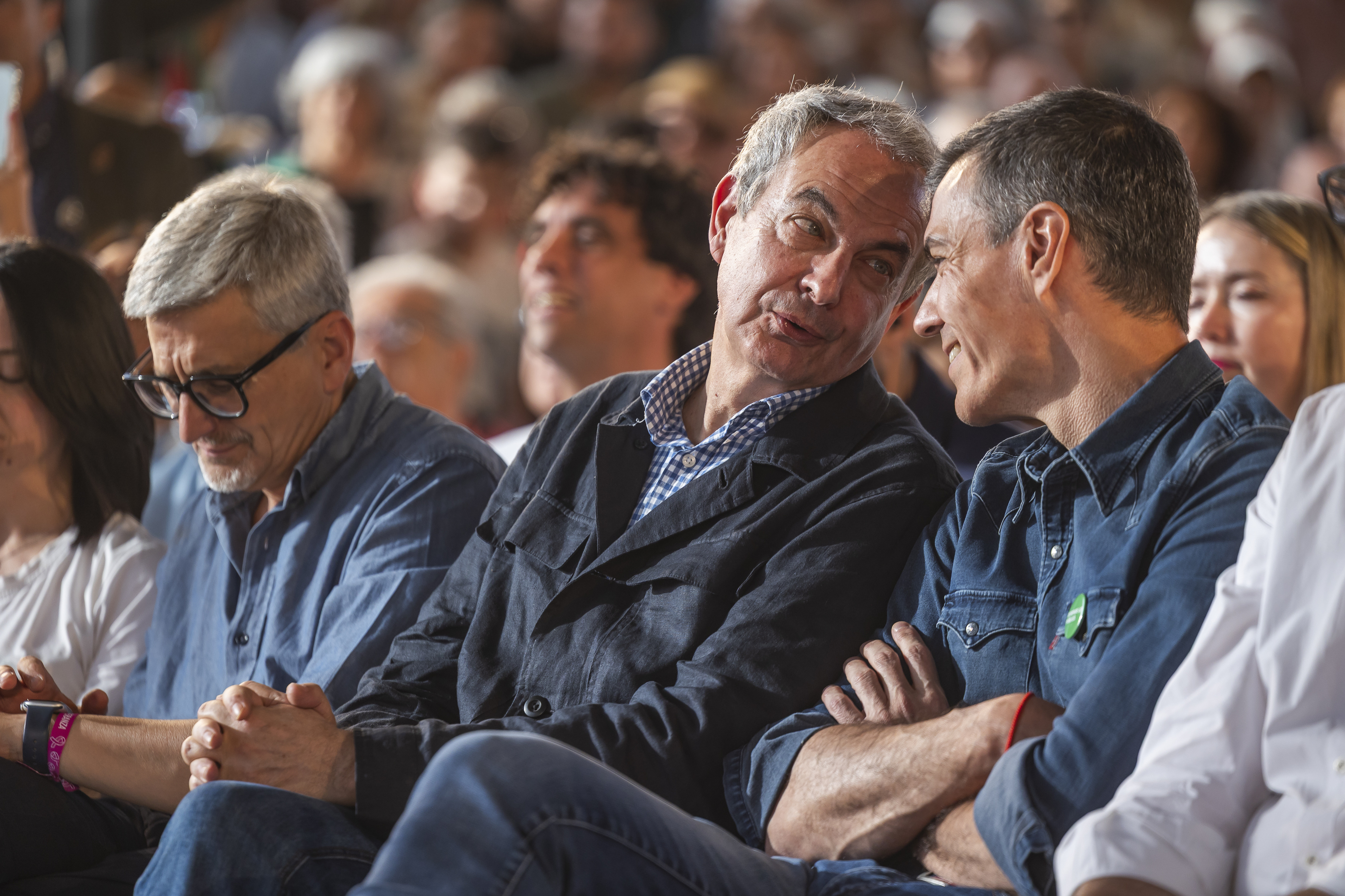 José Luis Rodríguez Zapatero y Pedro Sánchez, en un mitin en Andalucía.