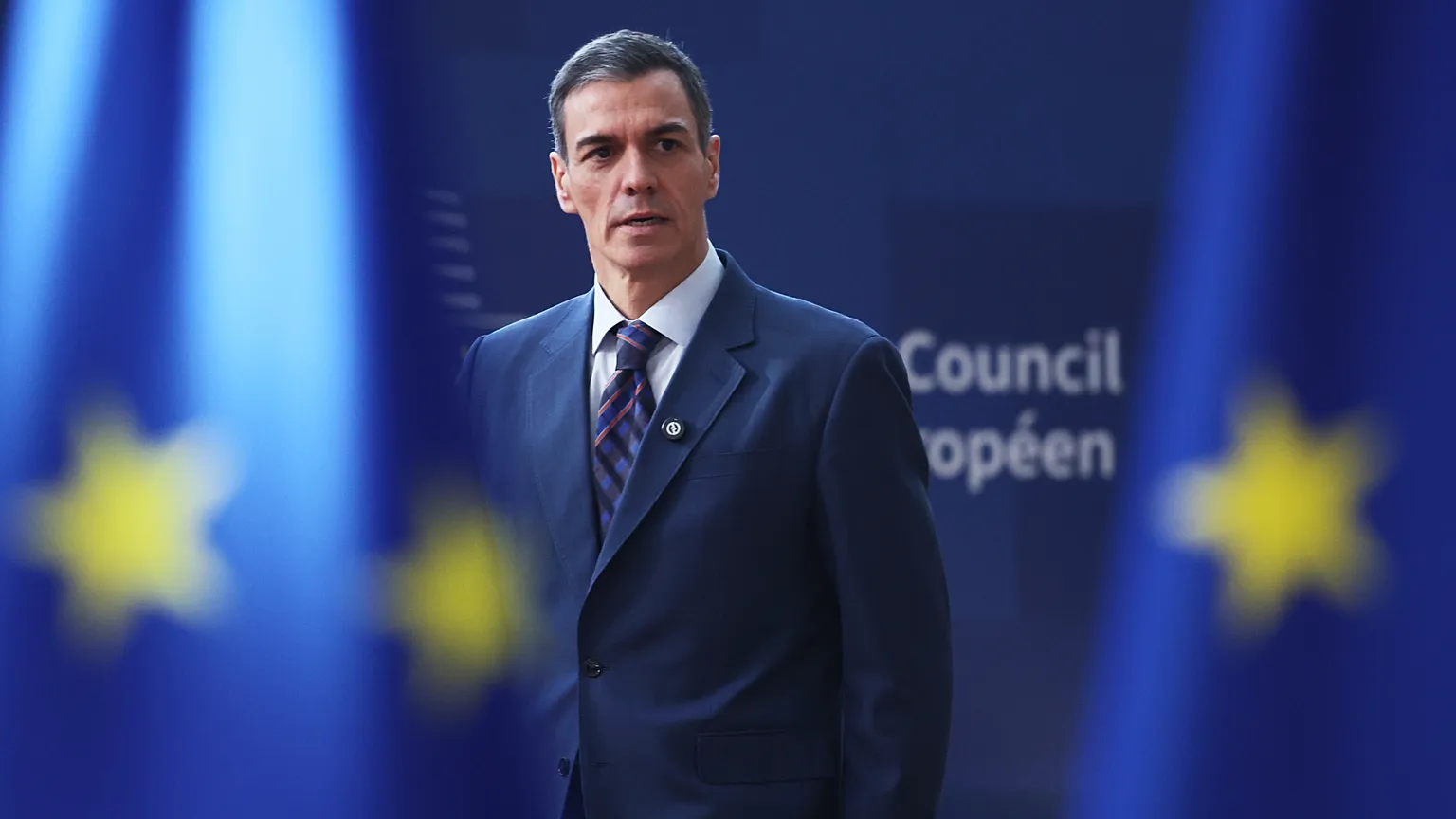 Spanish Prime Minister Pedro Sanchez speak to the press in Brussels 
