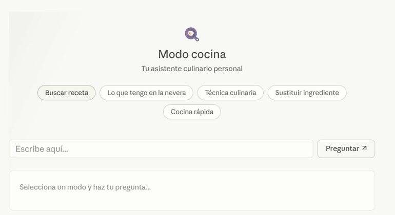Modo cocina de Claude.ai