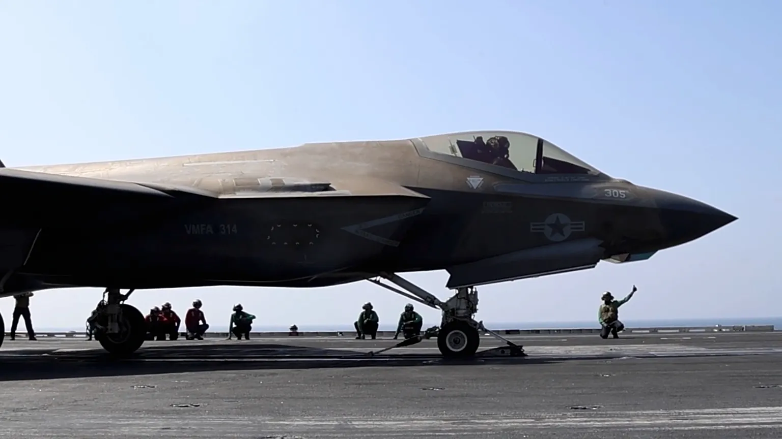 US F-35 taking off from an aircraft carrier, February 2026