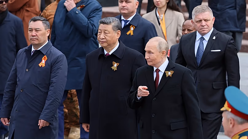 Slovak Prime Minister Robert Fico alongside other heads of state at the 2025 Moscow Victory Day Parade in Russia, 9 May 2025.